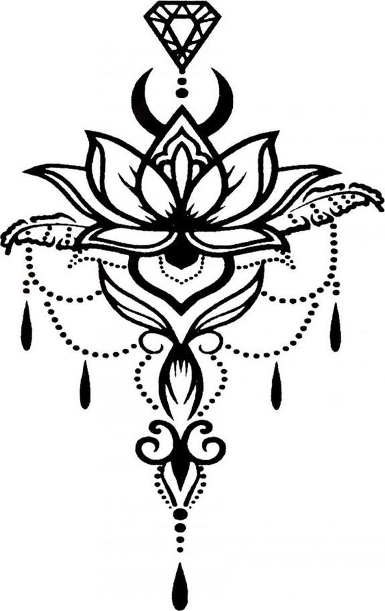 Quick Glitter Tattoo Sjabloon - FESTIVAL - Ornament Bloem zonder lijm te gebruiken