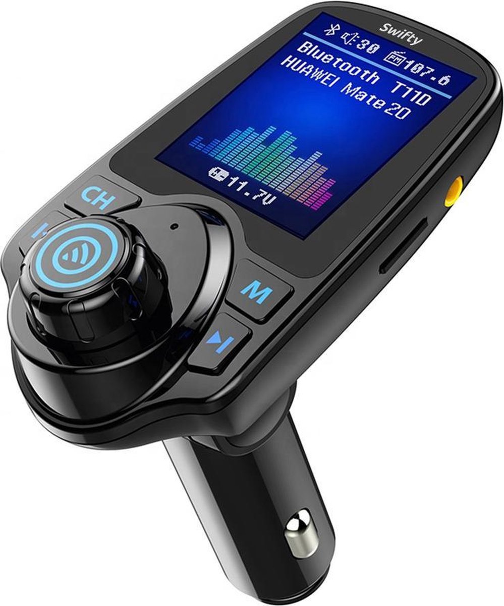 FM Transmitter Bluetooth Draadloze Carkit / MP3 speler mobiel / handsfree bellen in de auto / AUX input / lader / USB Flash drive / muziek / audio / radio / TF kaart / carkit adapter - Swifty