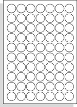 A4 Laserprinter etiketten - 25 mm rond - mat wit - 100 vel per doos