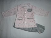 Noukie's - Pyjama -  2 delig - Meisje - Velour - Roze pluim -9 maand 74