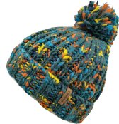 Pinecone Winter Muts Blauw/Groen/Oranje/Geel - Blauwe Beanie Met Pompom - Wakefield Headwear - Mutsen