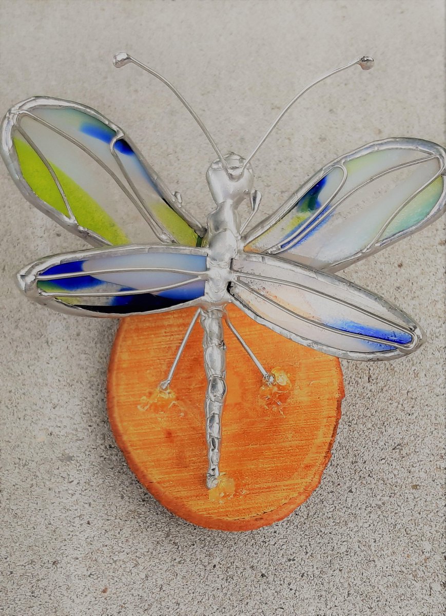 J Devlin Buntglas Libelle Deko-Figur | Handgefertigtes Glasornament, Ca. 15 X 13 Cm