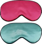 Slaapmaskers Extra Zacht Satijn - 2 Stuks – Turquoise & Roze - Thuis - Slaapmasker - Verduisterend - Onderweg - Vliegtuig - Festival - Slaapcomfort - oDaani