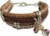 Petra's Sieradenwereld - Zelfmaakset leren armband met bedels bruin taupe (26)