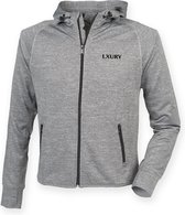 LXURY Full Zip Sportvest Maat XS Grijs - Dames - Polyester - Reflecterend - Duimgaten - Jogging Sweater - Sport Jacket - Trainingsvest - Sportkleding - Dames Kleding