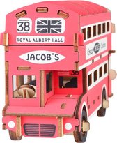 Bouwpakket 3D Puzzel Britse Dubbeldekker Bus London van hout- kleur