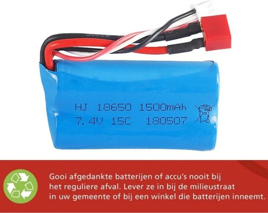 Lipo Accu 7,4V 1500 mAh voor RC Voertuig - Batterij voor Wltoys en  Landbuster - RC... | bol.com