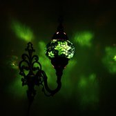Oosterse Lamp – Wandlamp - Mozaïek Lamp - Turkse Lamp - Marokkaanse Lamp - Ø 15 cm - Hoogte 28 cm - Handgemaakt - Authentiek - Groen