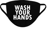 Mondmasker - Wash your hands - One Size (Volwassenen) - Mondkapje Wasbaar - Niet-medisch - 100% Katoen - Mondmasker - Mondkapjes - Mondkapje zwart - Herbruikbaar - 2 stuks
