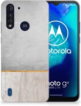 Smartphone hoesje Motorola Moto G8 Power Lite Backcase Siliconen Hoesje Wood Beton