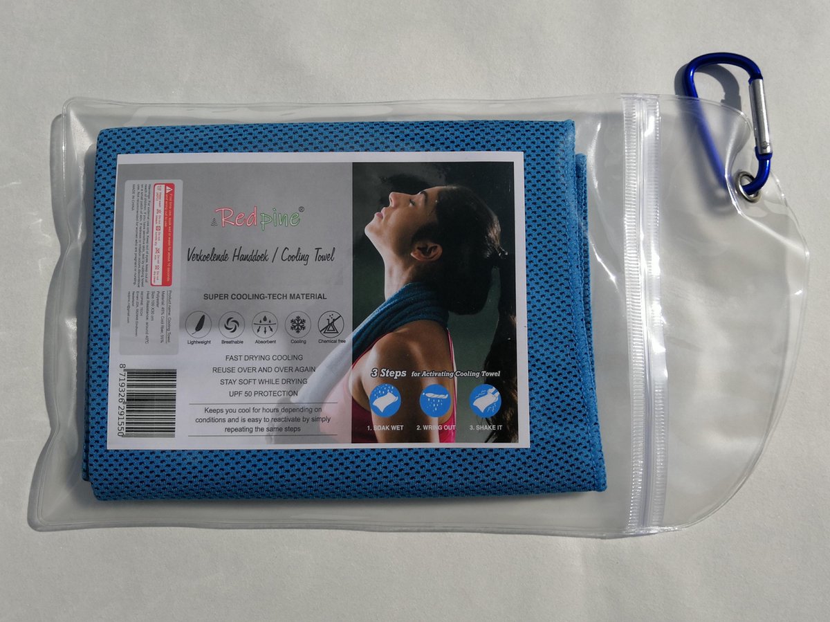 Redpine® Verkoelende Handdoek - 30x100cm - Blauw | Sporthanddoek / Fitnesshanddoek / Reishanddoek / Cooling Towel