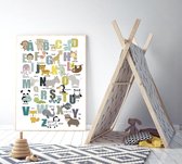 ABC Alfabet poster babykamer en kinderkamer met dieren 50cm x 70cm