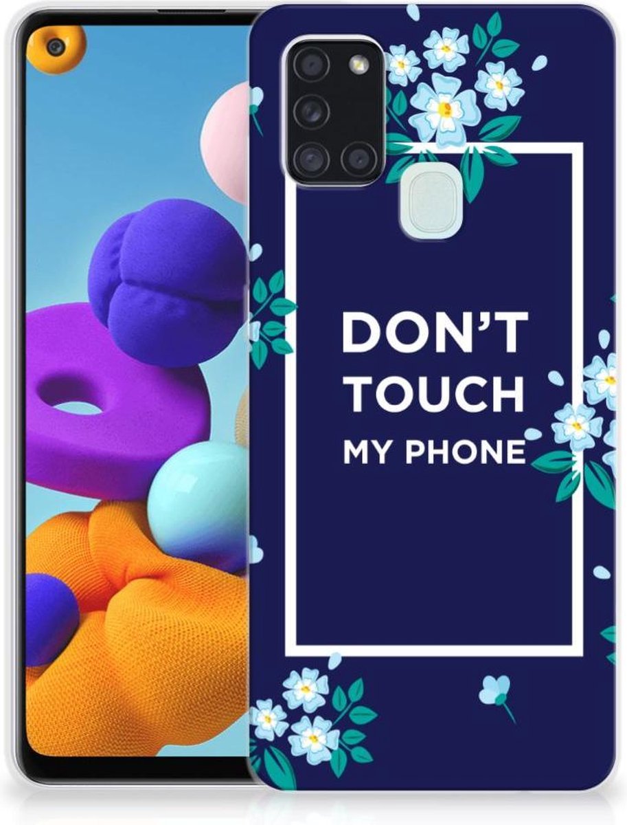 Samsung Galaxy A21s Silicone-hoesje Flowers Blue DTMP