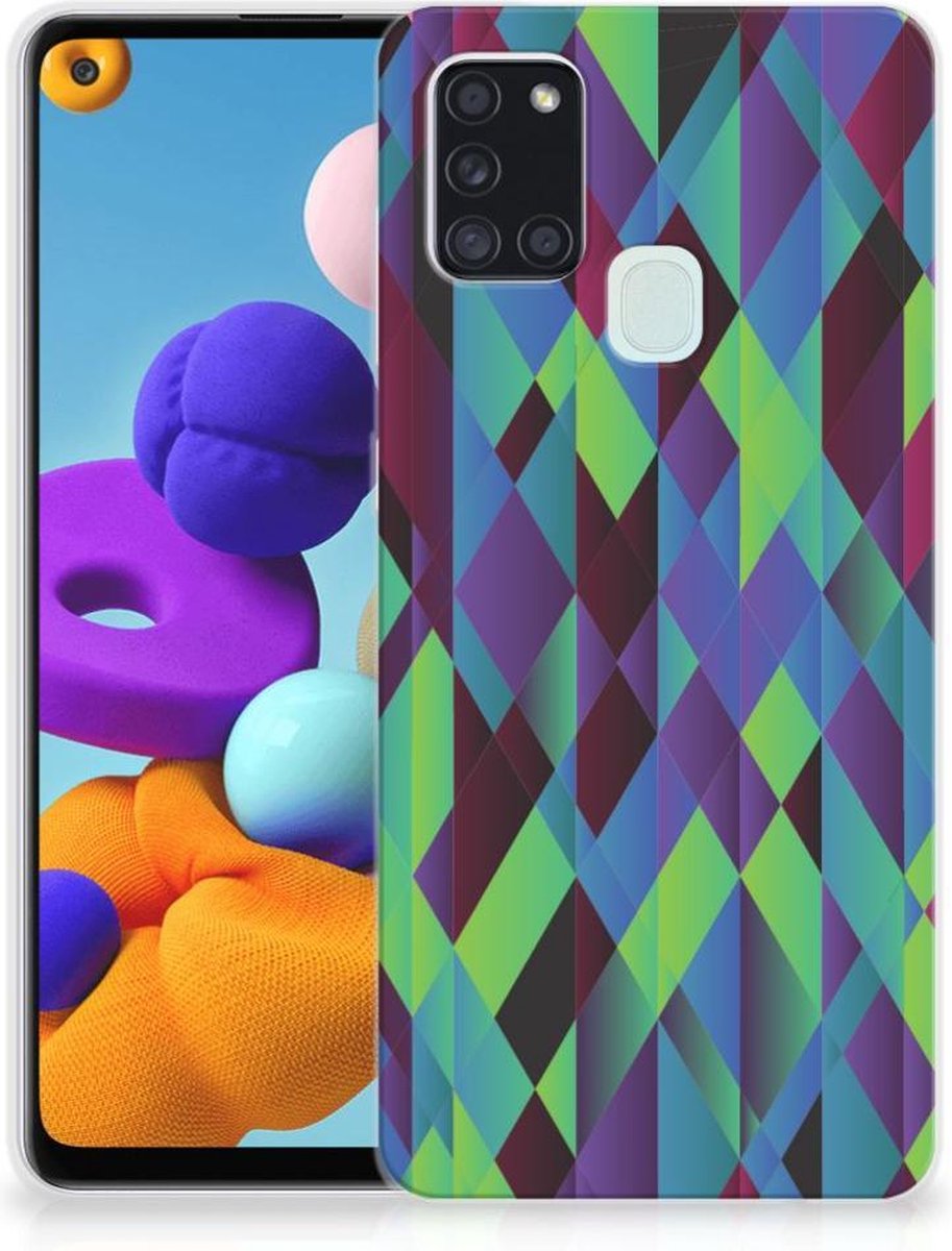 Samsung Galaxy A21s TPU Hoesje Abstract Green Blue