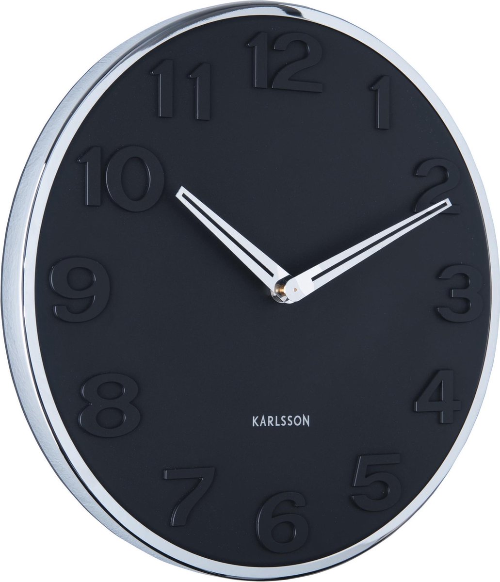 Karlsson Wandklok New Original Numbers - Zwart - Ø30cm