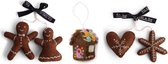 Peperkoek Huisje, Jongen, Meisje, Hartje en Kerstster - Vilten Kerstboomhangers - set van 5 - hippe Gingerbread Kerstboomdecoratie - Fair Trade en Handgemaakt in Nepal