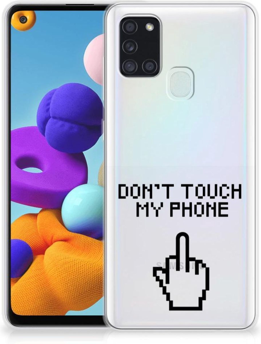 Samsung Galaxy A21s Silicone-hoesje Finger Don't Touch My Phone