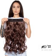 Wavy clip-in hairextension 60 cm lang krullend haar synthetisch, zwart bruin mix kleur #M2/33 van Mi Loco Loco hair extensions clip in haar
