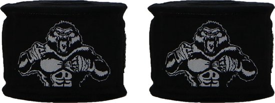 Foto: Orcq gorilla boxing handwraps boks wraps boksbandages kickboks bandage paar 450cm zwart