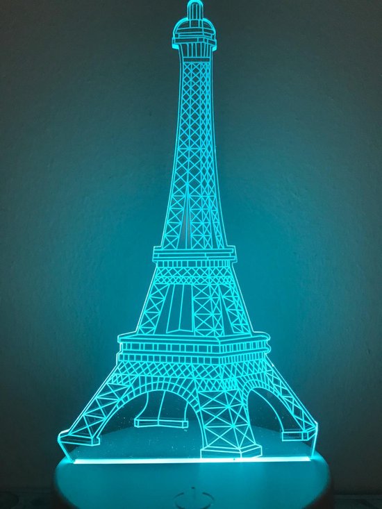 Tour Eiffel 3D Illusion LED Lampe de Table, 16 Couleurs, Cadeau