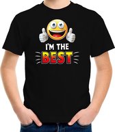 Funny emoticon t-shirt im the best zwart voor kids S (122-128)