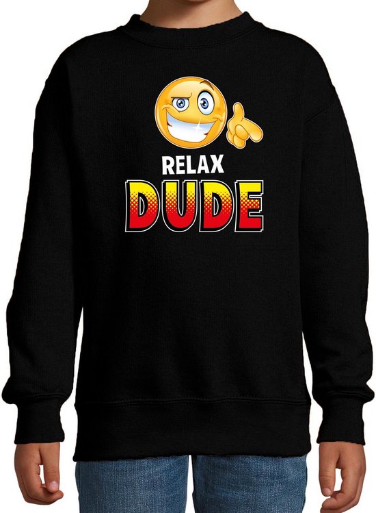 Funny emoticon sweater Relax dude zwart voor kids - Fun / cadeau trui 170/176