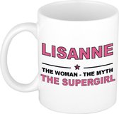 Lisanne The woman, The myth the supergirl cadeau koffie mok / thee beker 300 ml