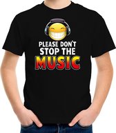 Funny emoticon t-shirt Please dont stop the music zwart kids XS (110-116)