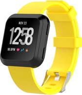 Siliconen Smartwatch bandje - Geschikt voor  Fitbit Versa / Versa 2 silicone band - geel - Maat: S - Horlogeband / Polsband / Armband