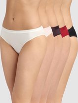 DIM Ecodim pockets Katoen Dames Slips- 5-Pack- Roos/Beige/Rood/Zwart/Bruin-Maat M