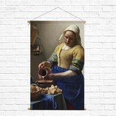 Print Your Moment - Textielposter - Het melkmeisje, Johannes Vermeer - 90x120cm - Incl ophangsysteem
