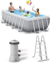 Intex Zwembadset Prism Frame rechthoekig 400x200x100 cm - Met Pomp en Ladder - Met reparatieset