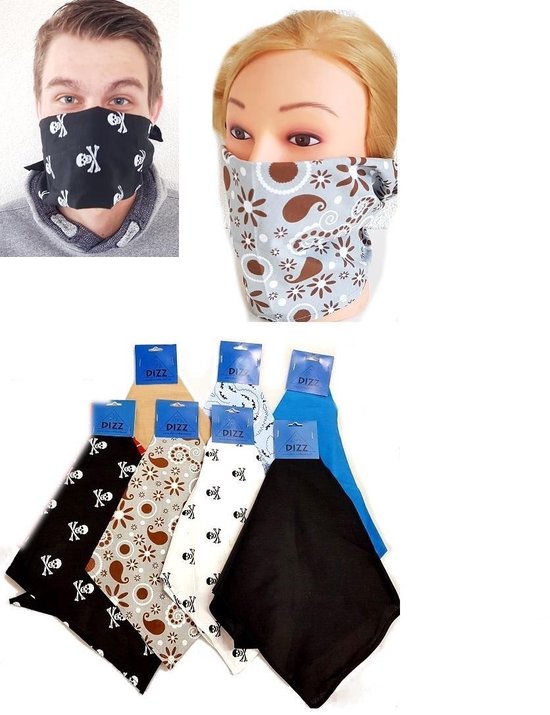 Beschermende gezichtssjaal uitwasbaar. assorti designs. per 30 stuks