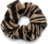 Dielay - Scrunchie Zebra - Haarelastiek - Donkerbruin