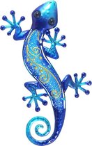 Onthewall | Salamander | metaal & glas | barok | blauw | XL | 37 x 18,5cm