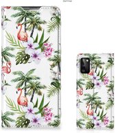 Hoesje met naam Samsung Galaxy A41 Telefoonhoesje Flamingo Palms