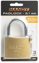 Handy - Extra Groot & Zwaar Hangslot met Sleutel 60mm - Hangsloten - Gehard staal - Sluiting ⌀ 9MM - incl. 3 Sleutels - Slot - Slotje