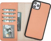 Mjora Lederen Apple iPhone 11 PRO MAX Hoesje (New edition Tweedelige ontwerp: Book Case / Hardcase - Zalm Roze)