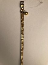 kattenhalsband goud bruin tijger print / kattenbandje met kleurig bel 29 cm lang / kan worden ingekort