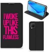 Bookcase met quotes Huawei P40 Lite Smart Cover Woke Up