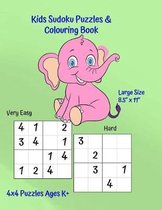 Kids Sudoku Puzzles and Colouring Book: Large 8.5'' x 11'' Size Puzzle Book - 60 Mixed Ability Squares - Cute Animal Figures to Color - Super Glossy Cov