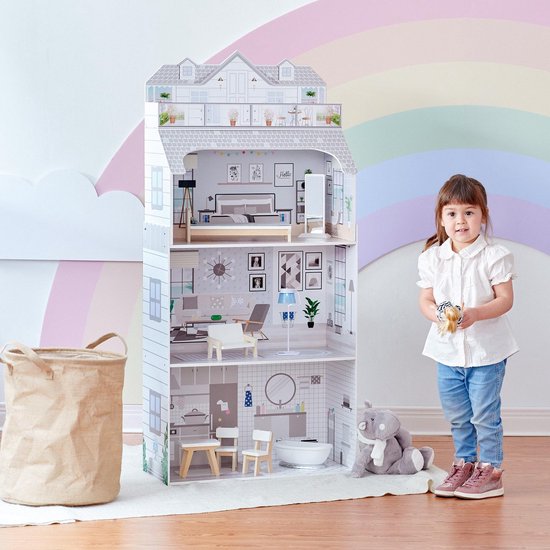 Teamson Kids 3 Lagen Poppenhuis Voor 12" Poppen - Accessoires Voor Poppen - Kinderspeelgoed
