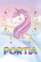 Portia: Portia Unicorn Notebook Rainbow Journal 6x9 Personalized Customized Gift For Someones Surname Or First Name is Portia