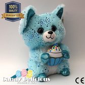 Blauwe Pluche Knuffel Muis met Glitters 27 CM
