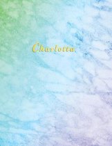 Charlotta: Blue and Aqua Marble personalised custom name college or school ruled journal for girls - Standard lined size composit