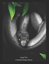 Large Print - 2020 - 15 Months Weekly Planner - Reptile - Green Eyed Snake: January 2020 thru March 2021 - 15 Months Daily Dated Agenda Calendar Noteb