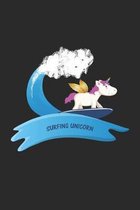 Surfing Unicorn: Notizbuch, Notizheft, Notizblock - Lustige Geschenk-Idee f�r Einhorn Fans - Karo - A5 - 120 Seiten