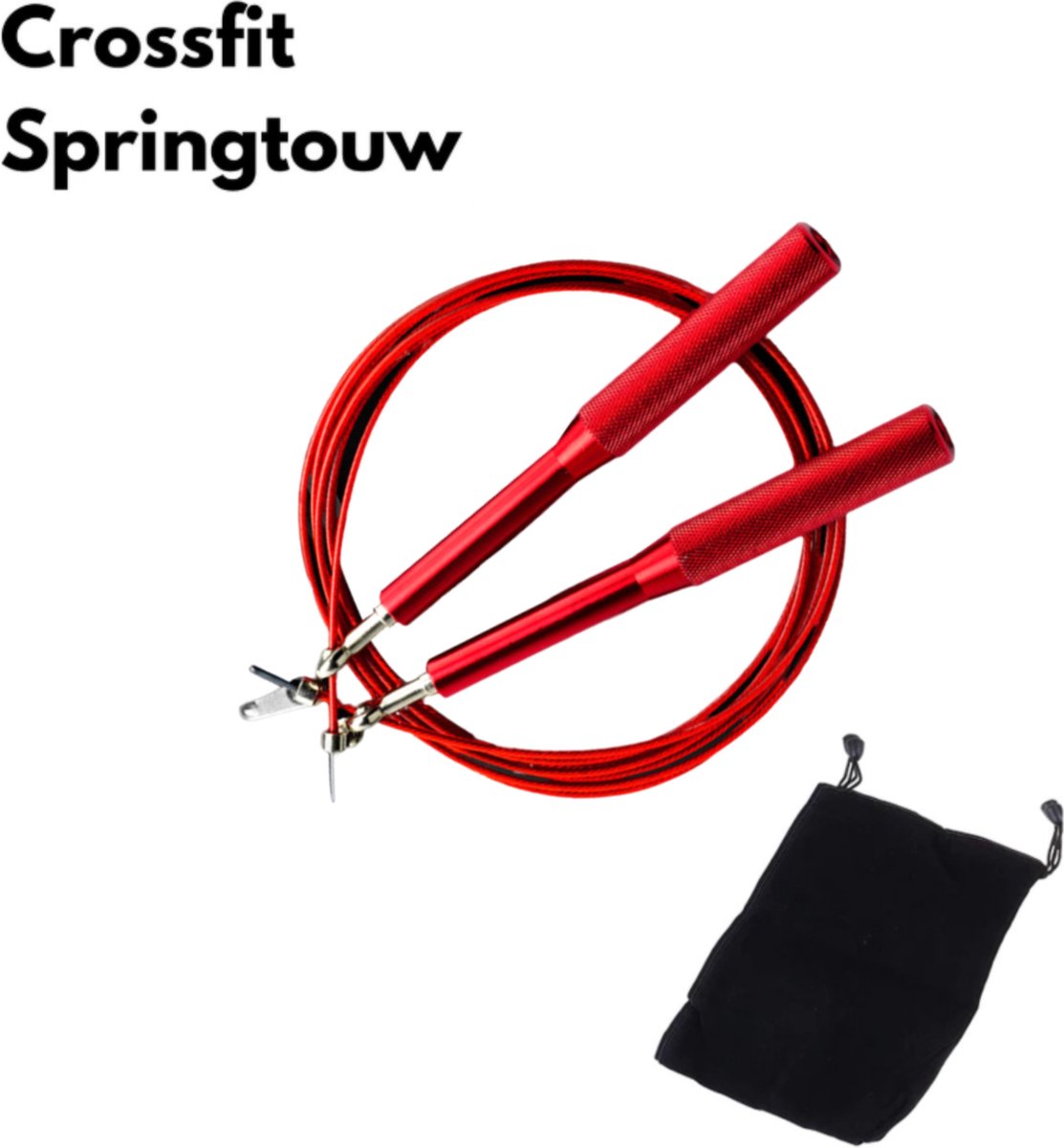 Springtouw volwassenen|Springtouw|Speed Rope|Speed rope|Crossfit|Touwtje springen|Verstelbaar|Kogellager|Rood