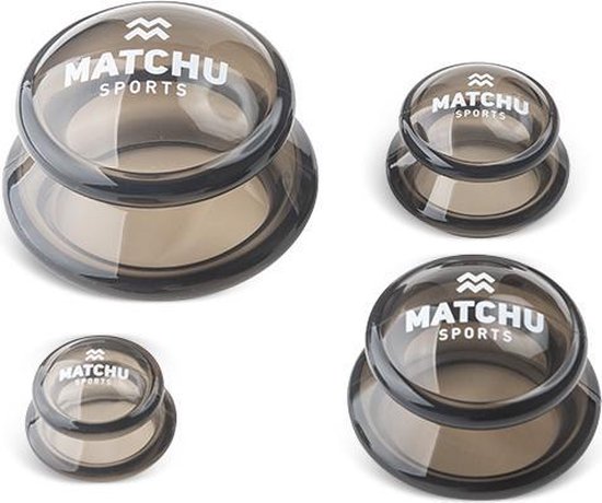 Matchu Sports - Cupping set van 4 stuks - Cellulite cups - Cupping cups - Full body - Donker grijs - Makkelijk te reinigen - Matchu Sports