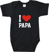 Go Mama - Rompertje - I love Papa - Romper zwart korte mouw - Maat 50/56 - Vaderdag - Voor Papa - zwangerschap aankondiging * baby cadeau * kraamcadeau